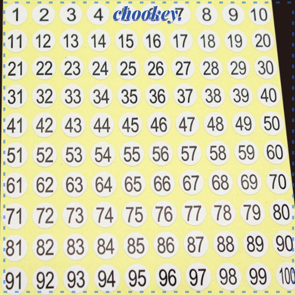 CHOOKEY Set 30 Tấm Sticker Đánh Số 1 Đến 100 0.4 Inch 30 Chống Nước Tự Dính Trong Nhà
