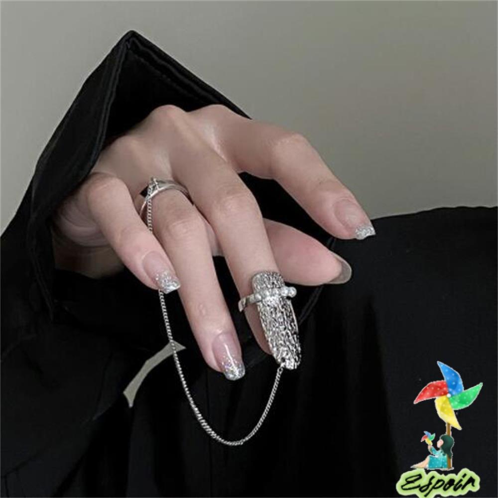ESPO Nhẫn Bạc Đeo Móng Tay Thiết Kế Đơn Giản Nhiều Màu Sắc