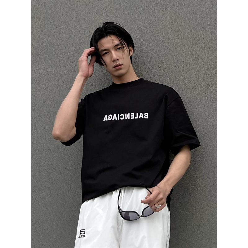 Ba8-mới Vải Sợi Đôi In Chữ Cái Biến Hình 380g Áo Thun Tay Ngắn In Hoạt Hình Thân Thiện Với Môi Trường Cho Cả Nam Và Nữ