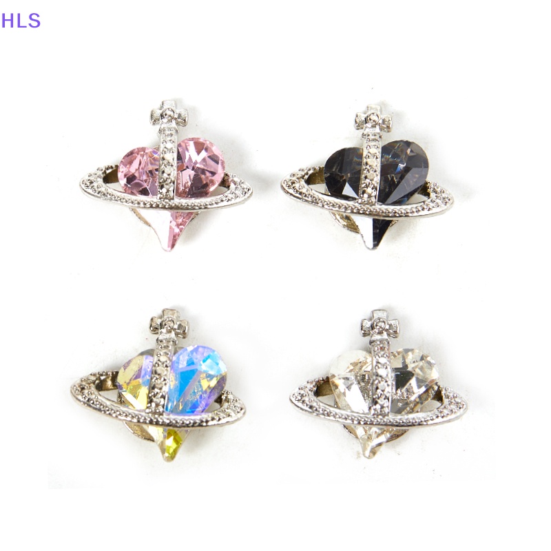 Set 5 Phụ Kiện Trang Trí Móng Tay Nghệ Thuật Hình Trái Tim Bằng Hợp Kim