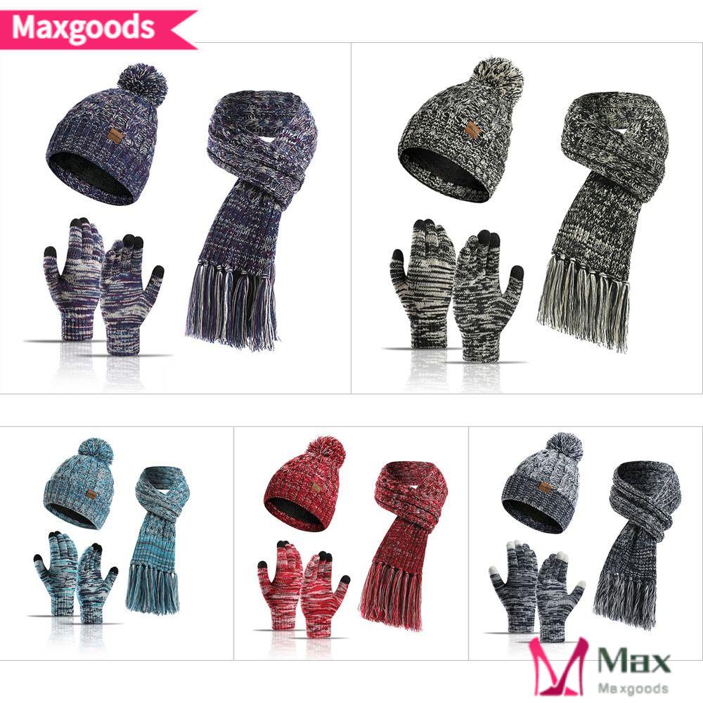 MAXG Bộ Khăn Choàng Cổ + Găng Tay + Mũ Bảo Vệ Chống Lạnh Tiện Dụng Cho Nam