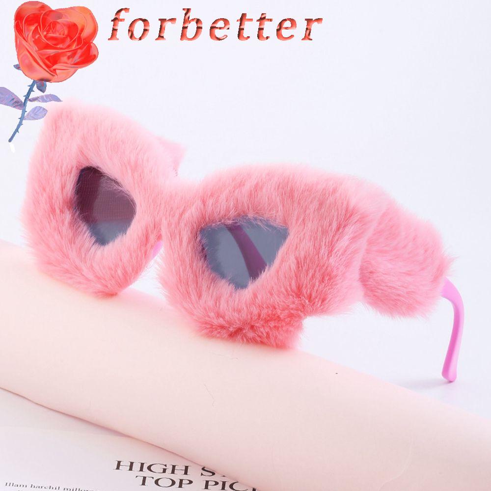 FORBETTER Kính Mát Gọng Oval Chống Tia UV Phối Lông Nhung Phong Cách Đường Phố Dễ Thương