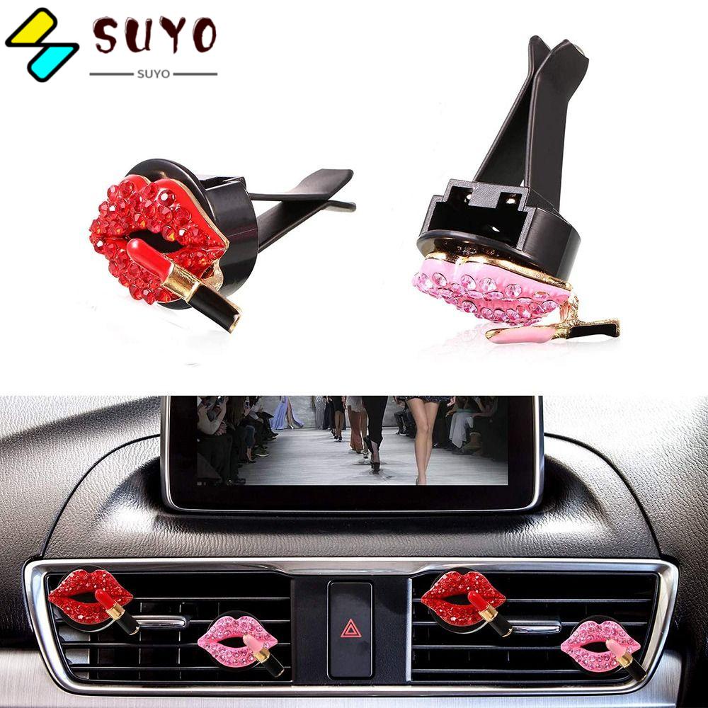 SUYO Kẹp Môi Đính Đá Không Độc Hại Bằng Nhựa Hợp Kim Dùng Trang Trí Xe Hơi