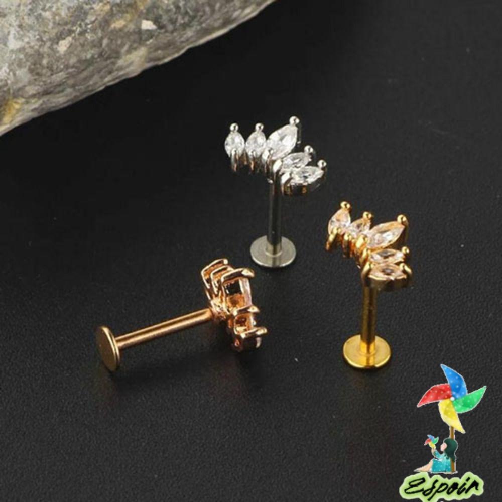 ESPO Bộ Khuyên Xỏ Tai / Mũi / Môi / Tai / Cơ Thể Bằng Thép Y Tế Đính Đá 8mm Chất Lượng Cao