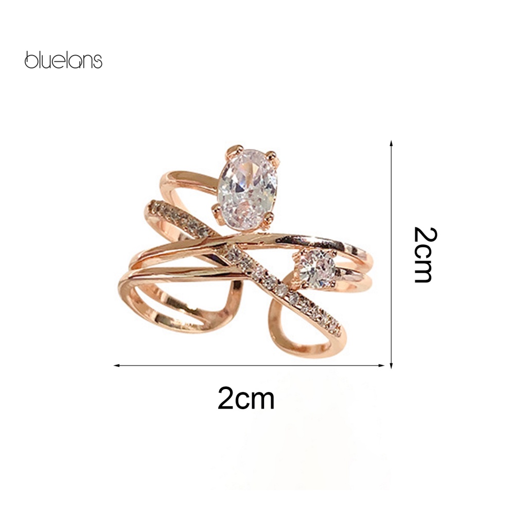 Nhẫn Kim Loại Nhiều Lớp Dạng Mở Đính Đá Có Thể Điều Chỉnh Cho Nữ