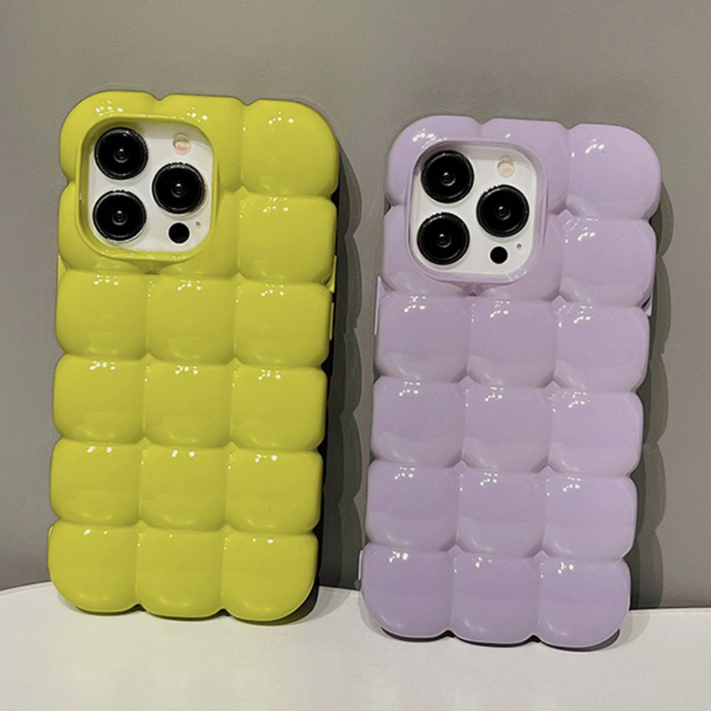 Ốp Điện Thoại TPU Mềm Chống Sốc Họa Tiết Kẻ Ô 3D Màu Trơn Đơn Giản Cho IPhone 11 12 13 14 Pro Max