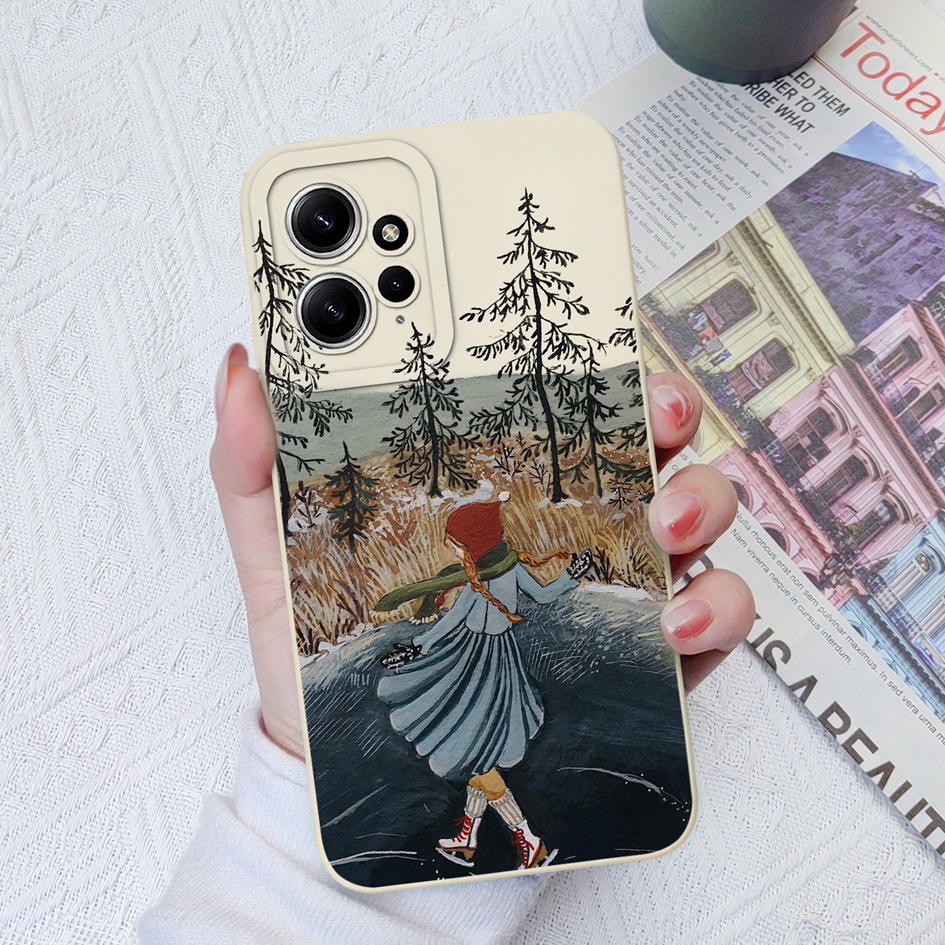 Ốp Điện Thoại Silicon Dẻo Góc Vuông Hình Gấu Và Hoa Xinh Xắn Cho Xiaomi Redmi Note 12 4G 5G Note12 6.67 Inch