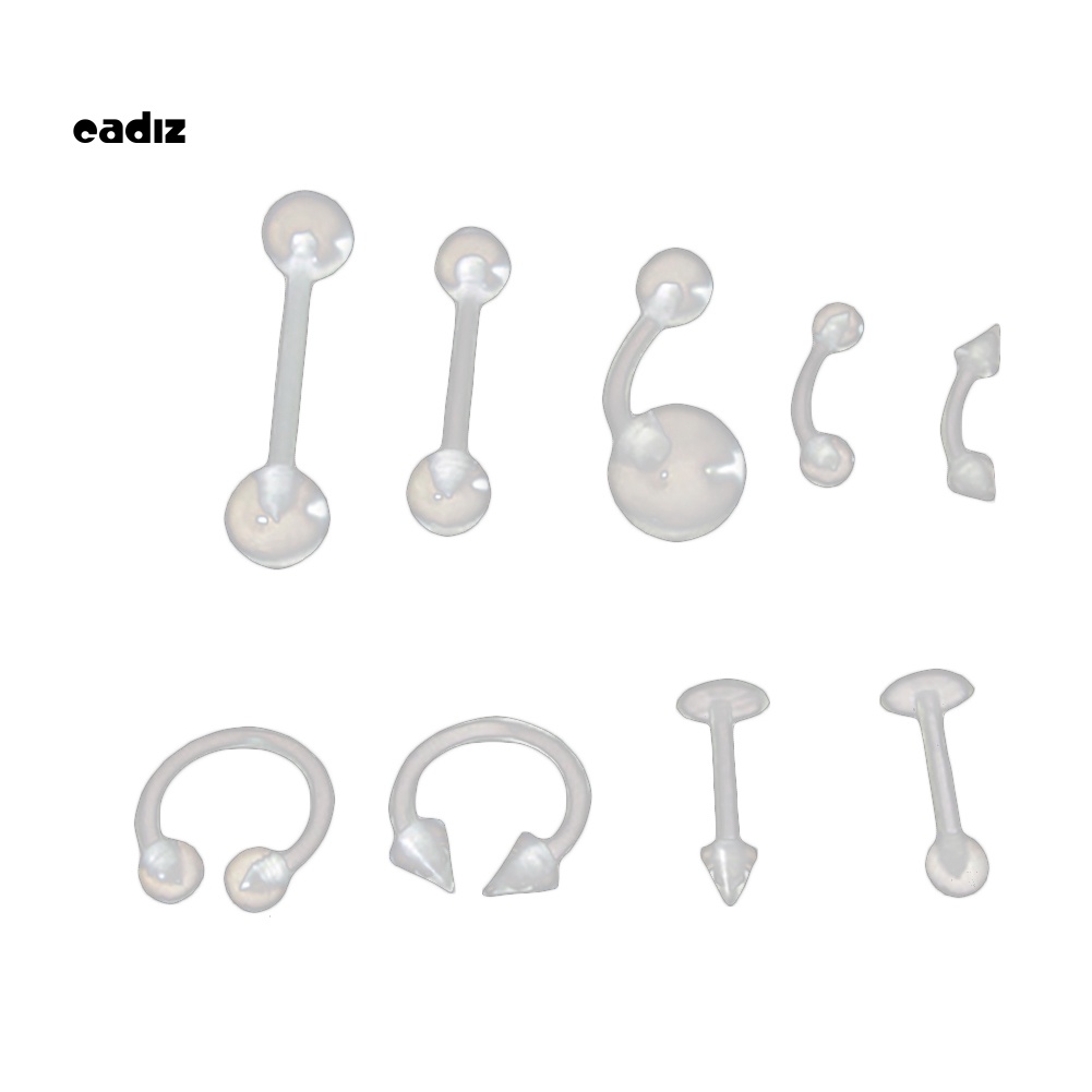 Bộ 6 / 9 Khuyên Xỏ Cơ Thể Trong Suốt Cá Tính