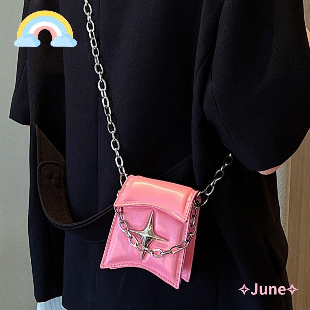 JUNE Túi Đeo Chéo Mềm Mại Với Dây Xích Kim Loại Thời Trang Du Lịch