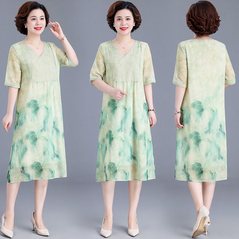 Đầm Chữ a Dáng Rộng Thời Trang Mùa Hè Giản Dị Dành Cho Phụ Nữ Trung Niên