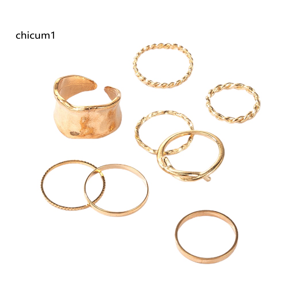 Set 8 Nhẫn Hợp Kim Kiểu Dáng Đơn Giản Thời Trang
