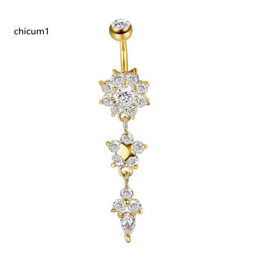 Khuyên RốN HìNh Hoa BằNg ThéP Không Gỉ ĐíNh Đá Xinh XắN