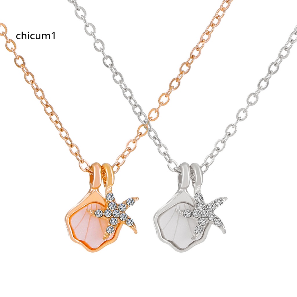 Vòng cổ Hợp Kim Mặt Hình Vỏ Sò Đính Đá Thời Trang Cho Nữ