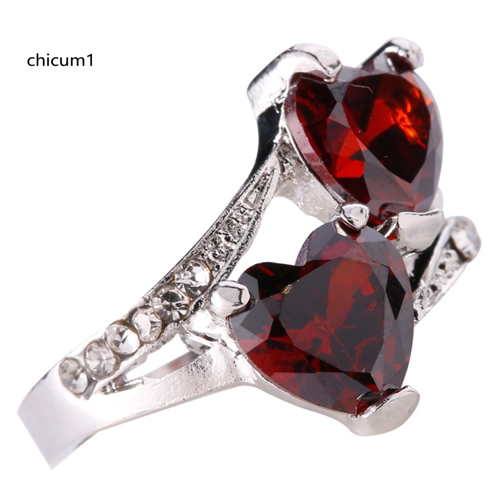 Nhẫn Mạ Bạc Đính Đá Zircon Hình Trái Tim Sang Trọng