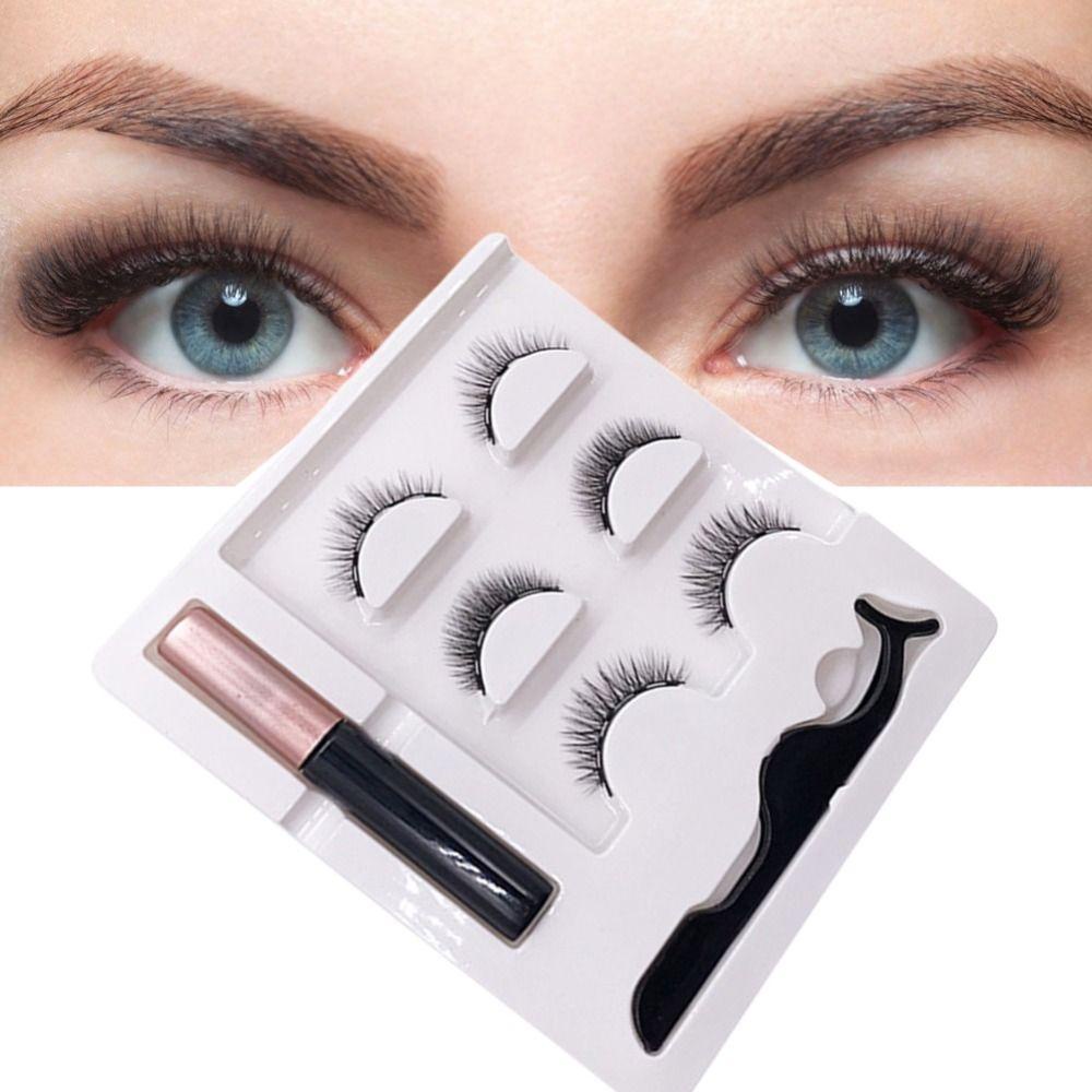 26EDIE Set 3 Cặp Lông Mi Giả Kèm Bút Kẻ Mắt Dạng Lỏng Và Nhíp Toàn Diện Chống Nước Cho Nữ