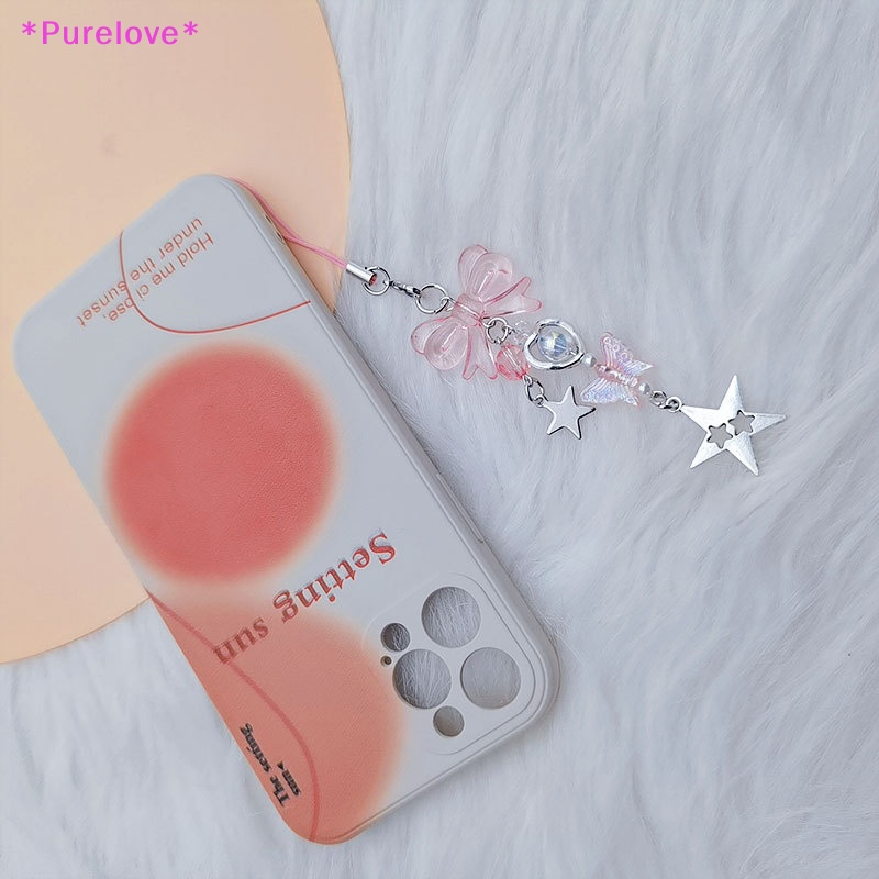 Dây Móc Điện Thoại Hình Nơ Ngôi Sao Năm Cánh Màu Hồng Xinh Xắn Thời Trang Mùa Hè Cho Nữ Mới