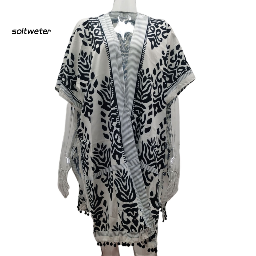 Bộ Đồ Bơi Tay Lỡ Che Nắng In Họa Tiết Phong Cách Boho Cho Nữ