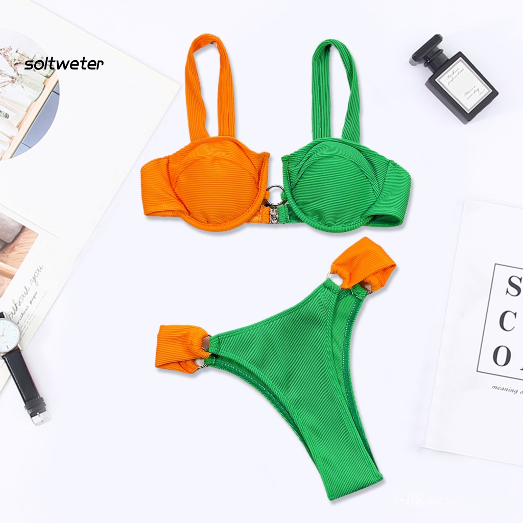 Bộ Bikini 2 Mảnh Hở Lưng Có Mút Đệm Màu Sắc Thời Trang Quyến Rũ Cho Nữ
