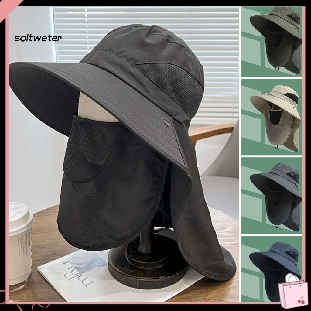 Mũ Tai Bèo Có Dây Cố Định Bảo Vệ Toàn Diện Chống Gió Chống Trượt Thoáng Khí Khi Đi Câu Cá / Cắm Trại