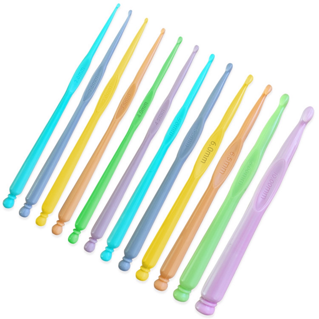 Hạnh Phúc Phụ Kiện Hạnh Phúc| Set 12 Kim Móc Len Bằng Nhựa Chuyên Dụng Cho Thợ May