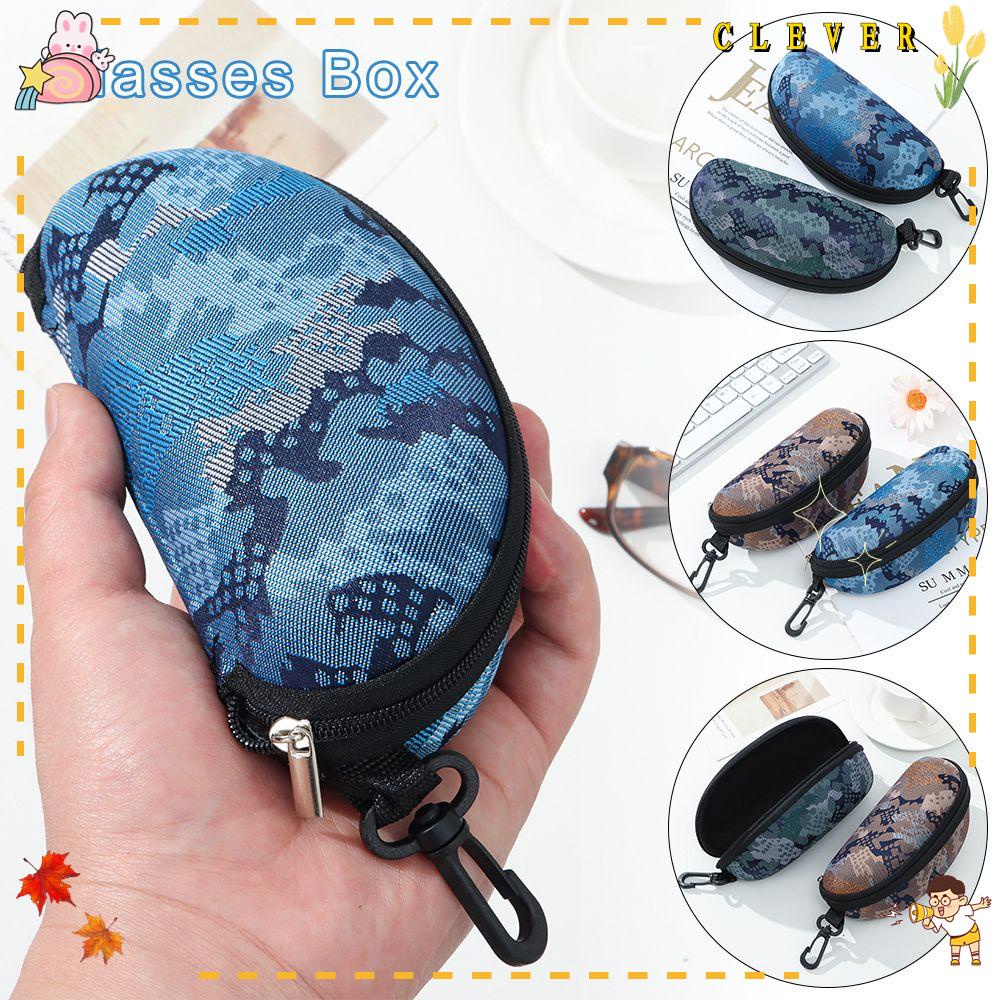 CLEVER Hộp Đựng Mắt Kính Có Khóa Kéo Họa Tiết Rằn Ri Giá Đỡ