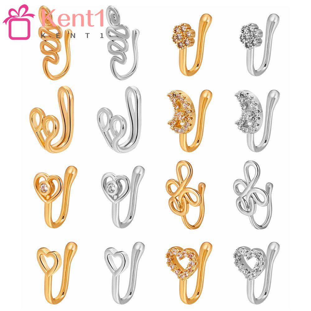 KENT1 Khuyên Mũi Giả Xỏ Đính Pha Lê Phong Cách Châu Phi