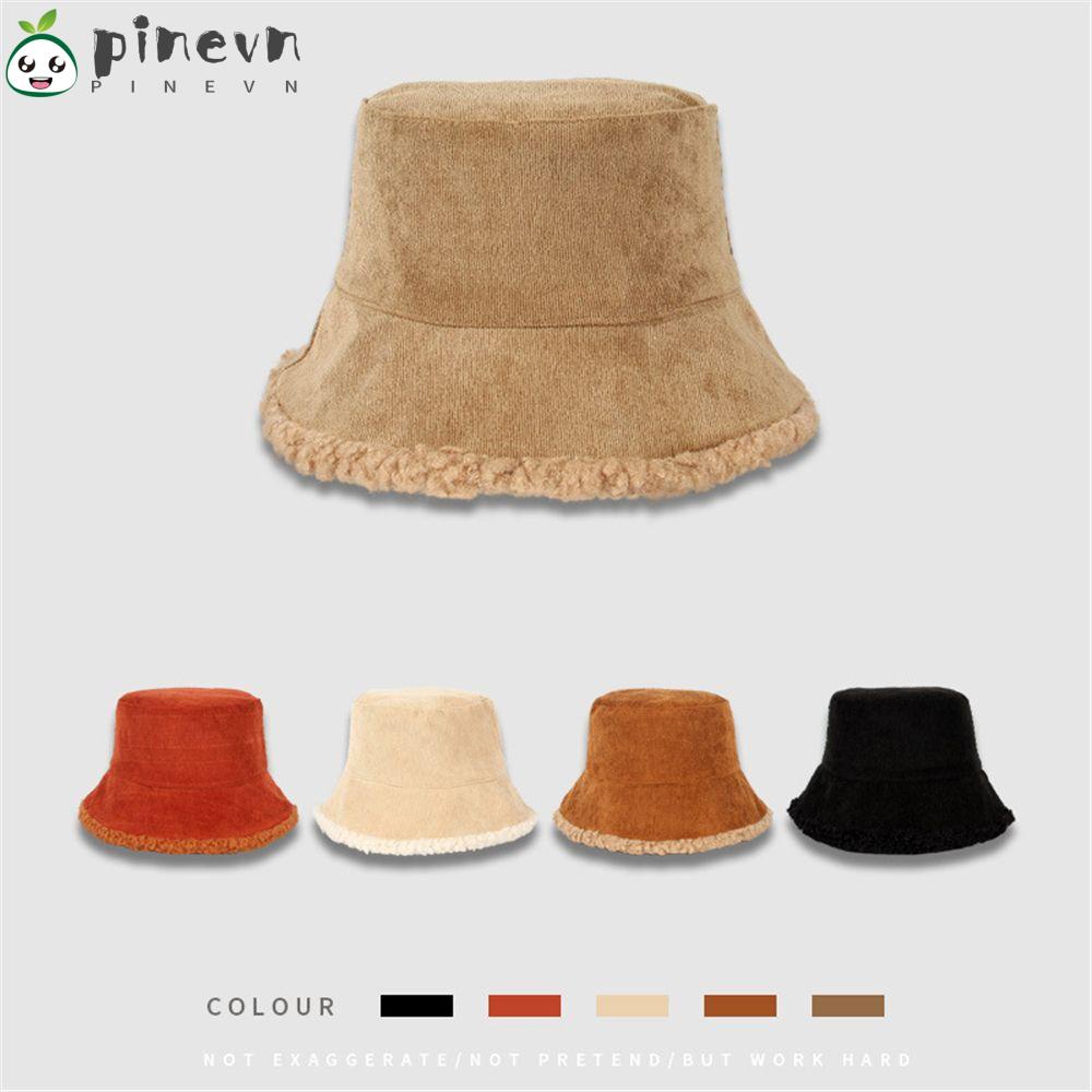 PINEVN Mũ Bucket Nhung Lông Màu Sắc Thời Trang Mùa Thu Đông Dành Cho Nữ