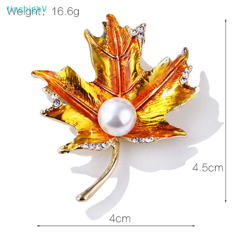 [TinchighV] Ghim Cài Áo Hình Lá Phong Đính Ngọc Trai Cổ Điển Cho Nữ [Mới]