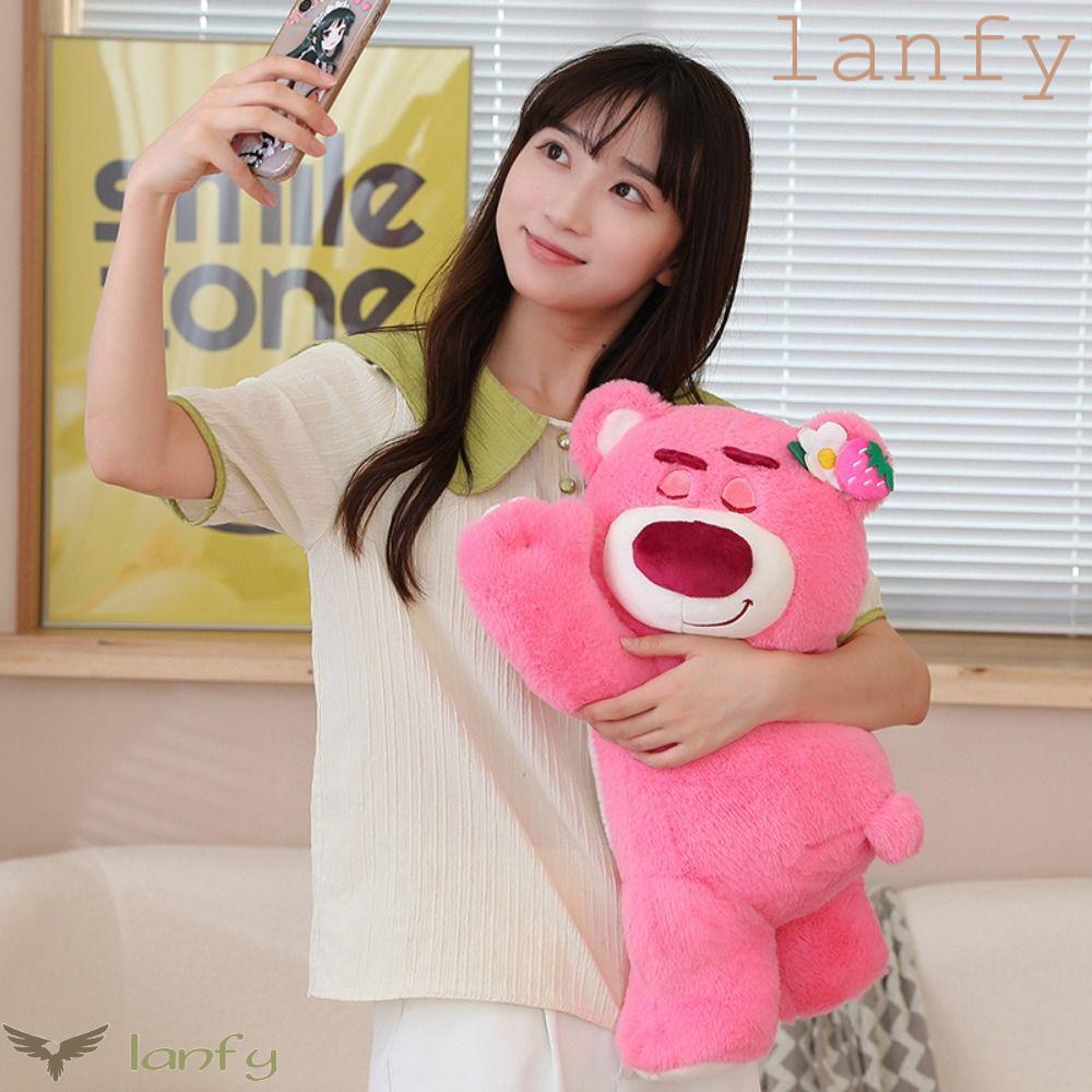 LANFY Gối Ôm Nhồi Bông Hình Chú Gấu / Dâu Tây Dễ Thương Dùng Làm Quà Tặng Giáng Sinh Cho Bé