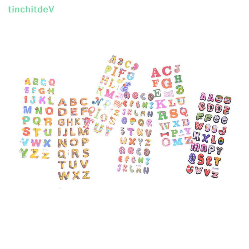 Bộ 6 Tấm Sticker Họa Tiết Chữ Hoạt Hình 3D Trang Trí Sổ Tay