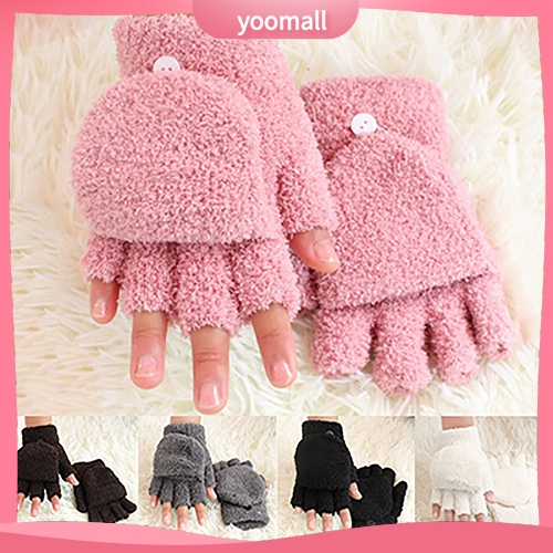 Găng Tay Lông Cừu San Hô Mềm Mại Giữ Ấm Cổ Tay Không Ngón Thời Trang Cho Nữ