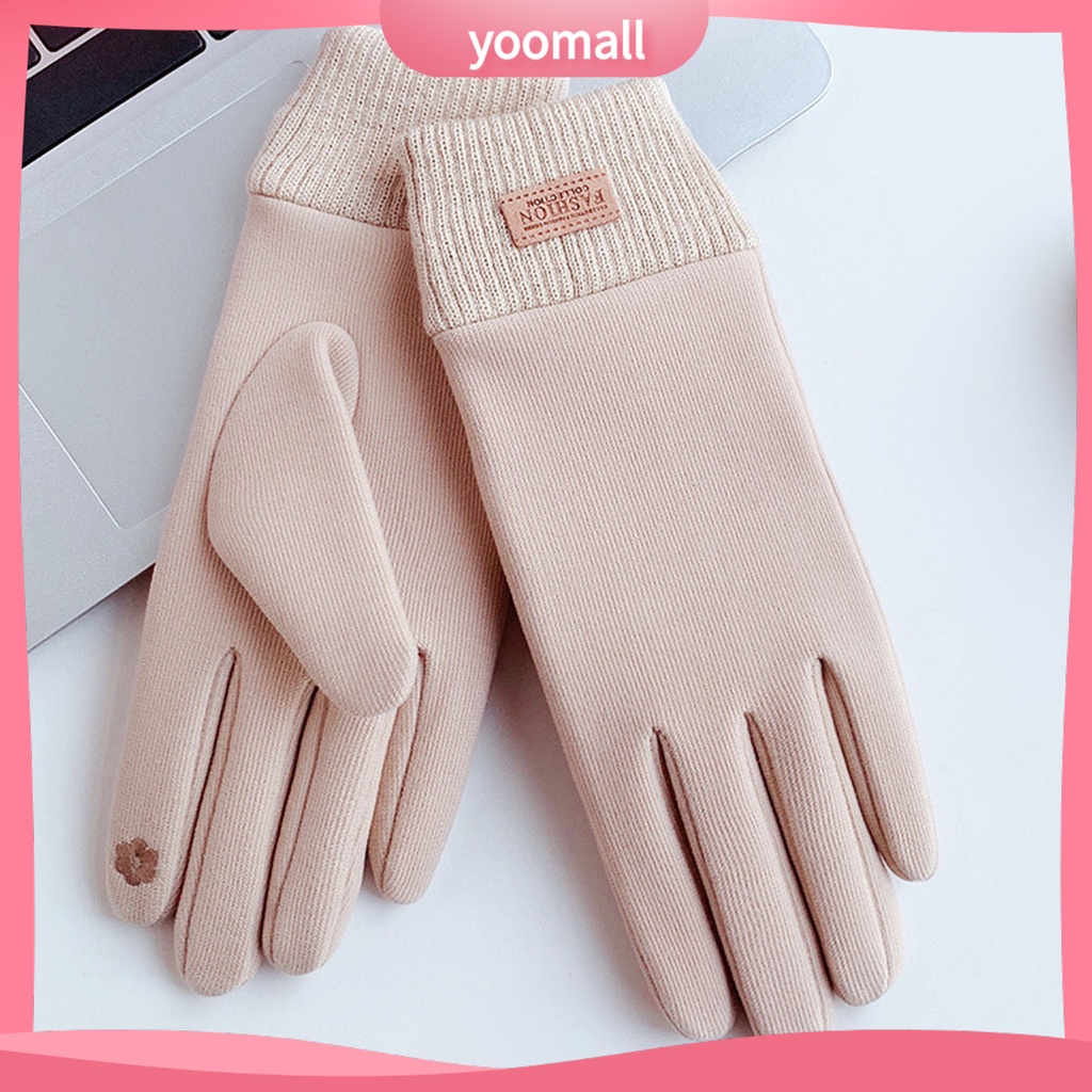 1 Đôi Găng Tay Giữ Ấm Mùa Đông Mềm Mại Thêu Họa Tiết Tinh Tế Chống Gió Cho Nữ