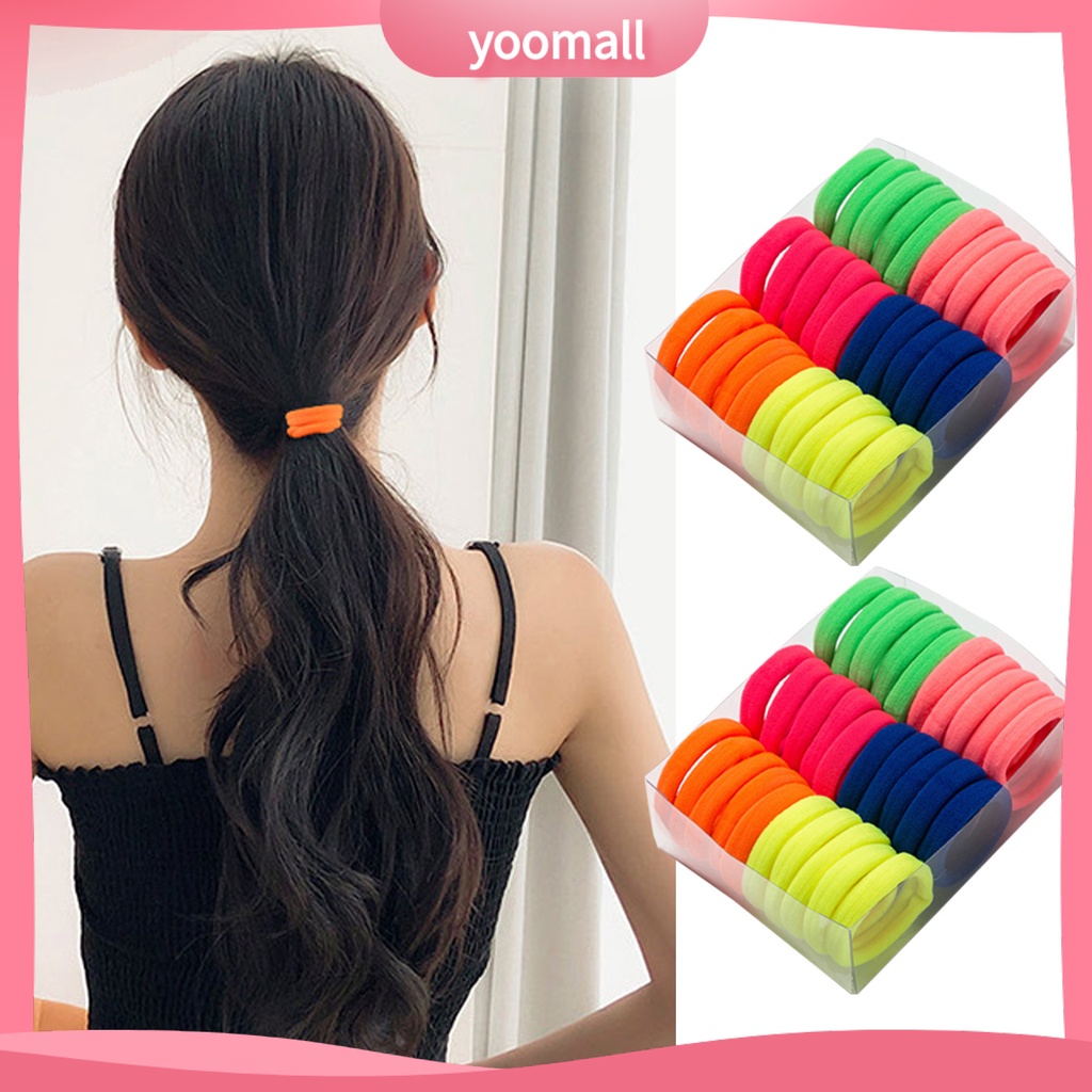 Bộ 30 Dây Cột Tóc Co Giãn Chống Rơi Thiết Kế Đơn Giản