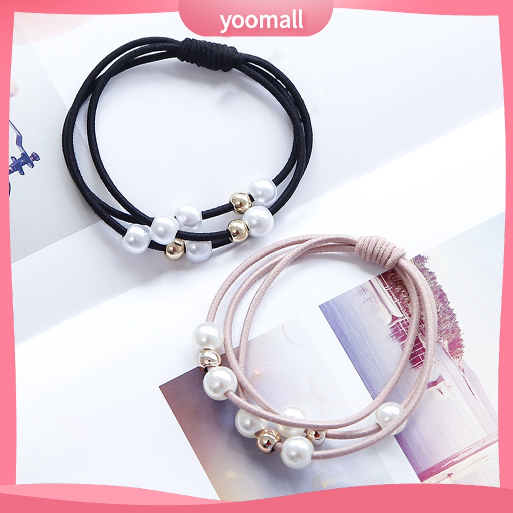 Dây Cột Tóc Cao Su Co Giãn Đính Ngọc Trai Giả Nhiều Lớp