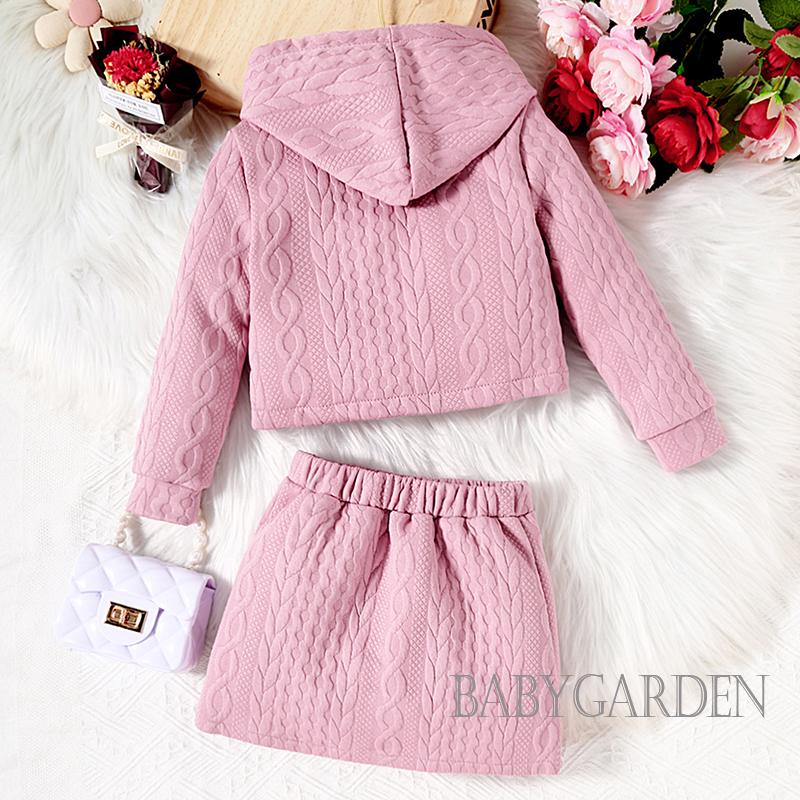 Set Áo Hoodie Và Chân Váy Lưng Thun Màu Sắc Xinh Xắn Cho Bé Gái 4-7 Tuổi