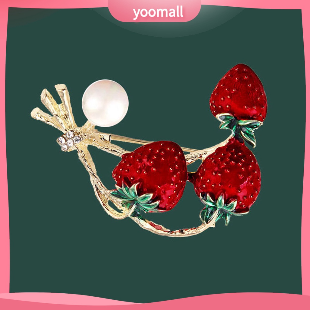 [YM] Ghim Cài Áo Hình Trái Dâu Nhiều Màu Sắc Dễ Lên Màu Trong Suốt Nhỏ Gọn Dành Cho Nữ