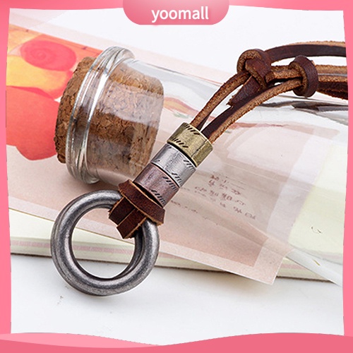 Vòng cổ Giả Da Hai Lớp Mặt Tròn Phong Cách Retro Thời Trang Cho Nam