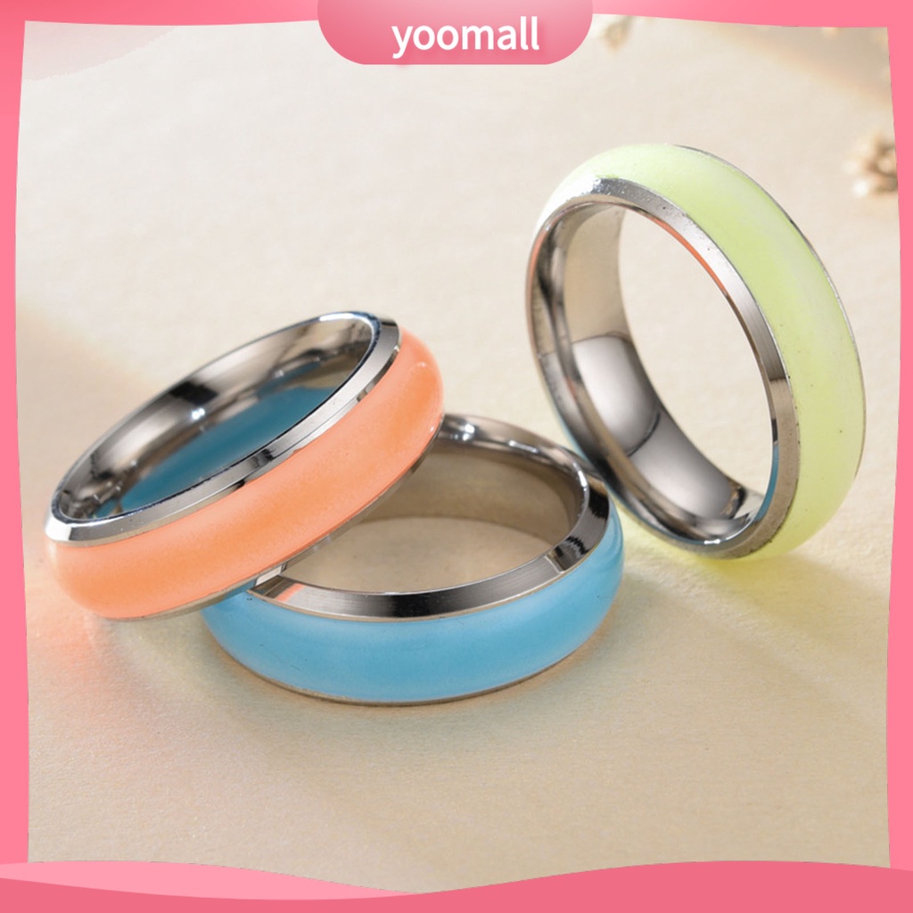 Nhẫn Phát Sáng Màu Trơn Đơn Giản Thời Trang Unisex