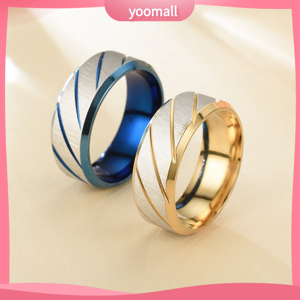 Nhẫn Cặp Bằng Thép Không Gỉ Họa Tiết Hình Học Dễ Phối Đồ