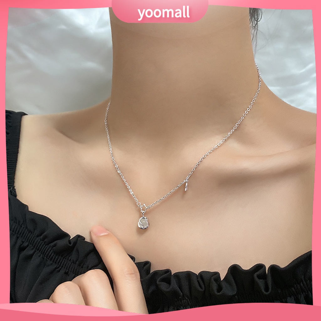 [YM] Vòng cổ Dạng Chuỗi Đá Mắt Mèo Không Đối Xứng Cá Tính Sang Trọng Thời Trang Dự Tiệc Cho Nữ