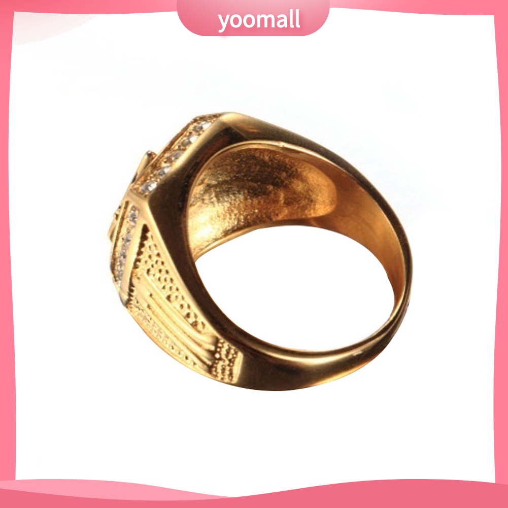 Nhẫn Nam Đính Đá Biểu Tượng Free-Mason Sang Trọng