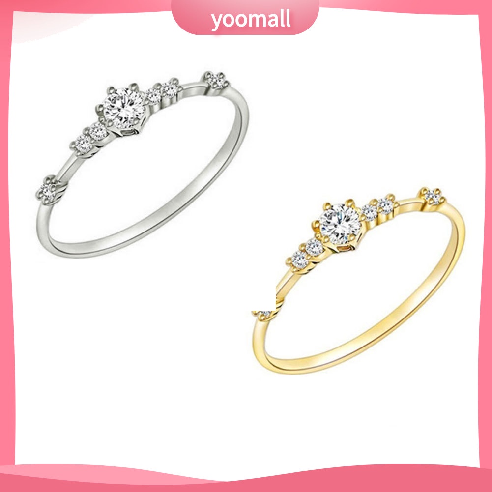 Nhẫn Đính Hôn Mỏng Đính Đá Thời Trang Dành Cho Nữ