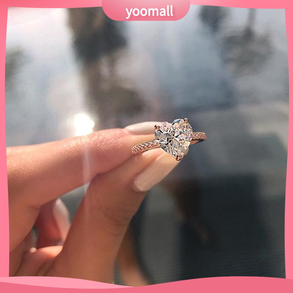 Nhẫn Đính Hôn Mặt Trái Tim Đính Đá Zircon Thời Trang Dành Cho Nữ