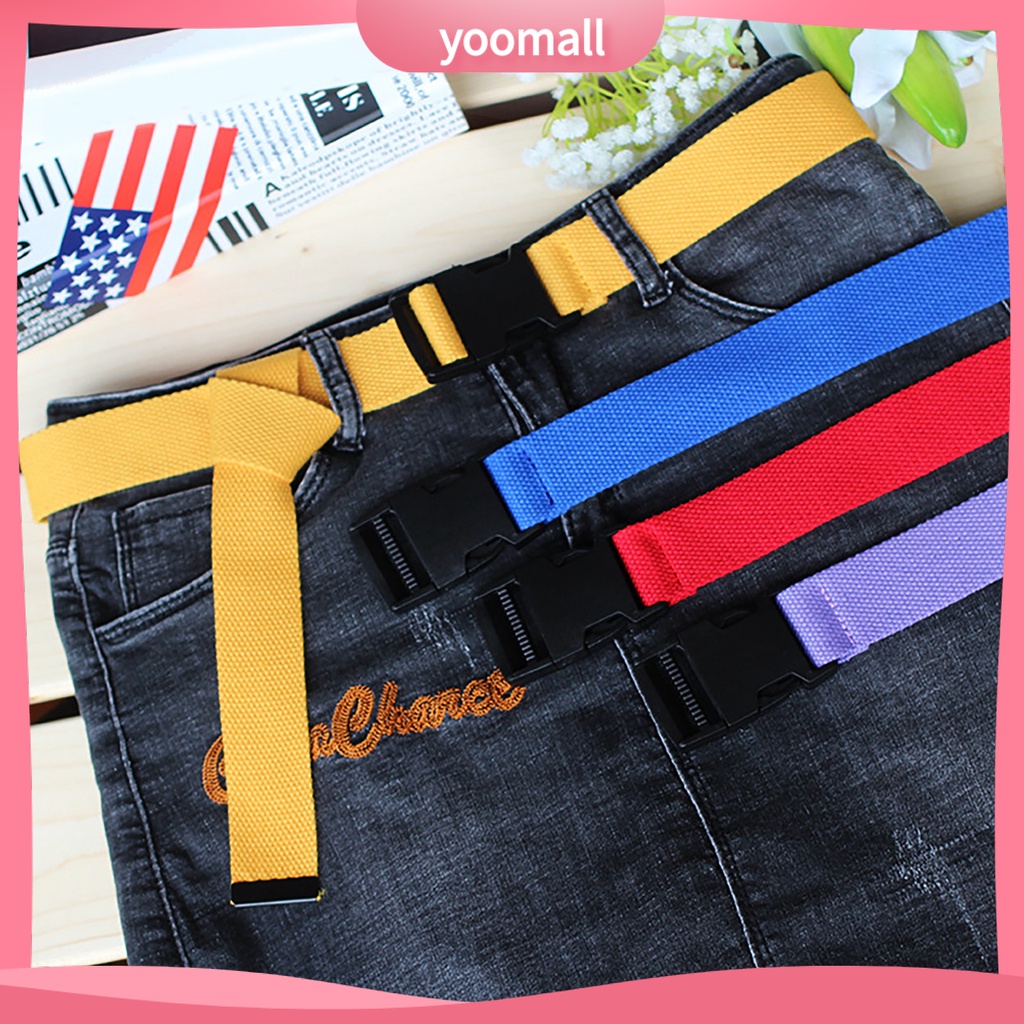 Thắt Lưng Vải Canvas Màu Trơn Khóa Nhựa Dễ Phối Đồ Thời Trang Cho Nữ