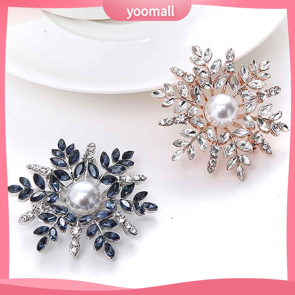 Ghim Cài Áo Hình Bông Tuyết Đính Ngọc Trai Nhân Tạo Thời Trang