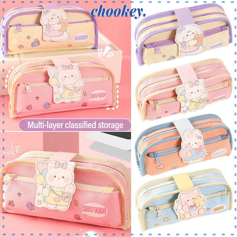 CHOOKEY Túi Đựng Bút Hoạt Hình Sức Chứa Lớn Có Dây Kéo