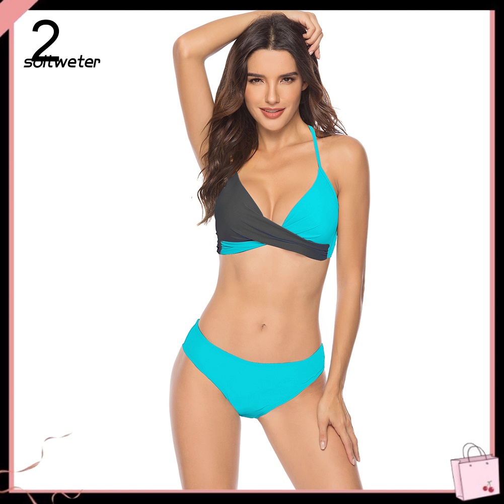 Bộ Đồ Bơi Bikini Có Đệm Ngực In Họa Tiết Lá Màu Sắc Cho Nữ