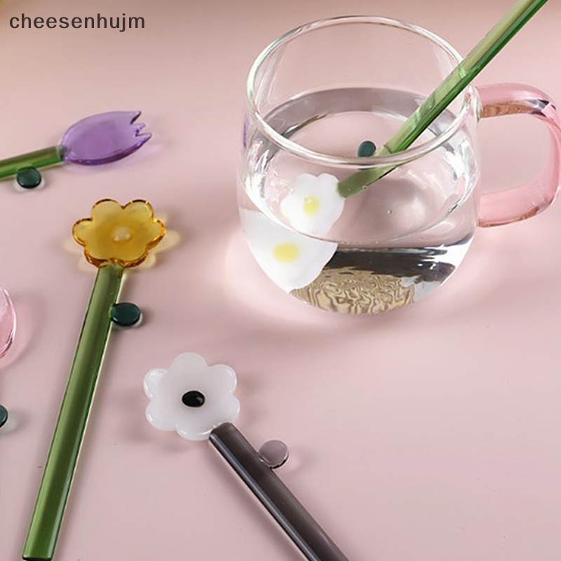 Muỗng Khuấy Cà Phê Bằng Thủy Tinh Trong Suốt Hình Hoa