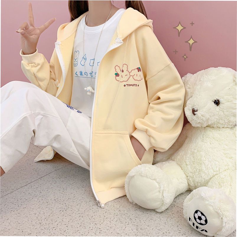 Áo Khoác Hoodie Mỏng Dáng Rộng Phối Khóa Kéo Thời Trang Xuân Thu Hàn Quốc Mới