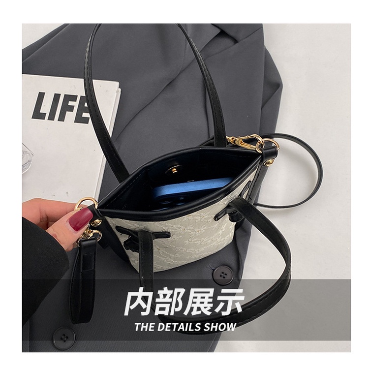 Túi Đeo Chéo Đựng Điện Thoại Phối Ren Thời Trang Hàn Quốc